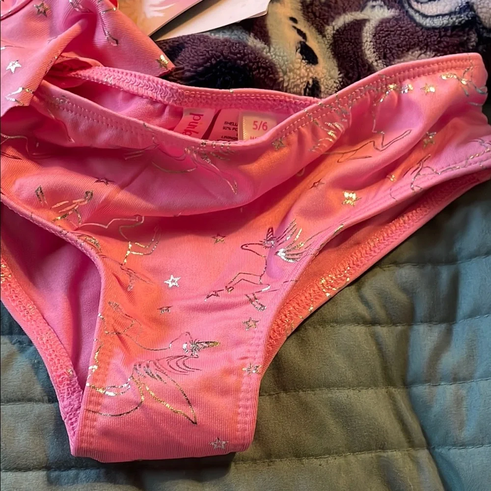 NWT Pink Platinum Unicorn Bikini Set Punk and Silver 5/6‎ Beach Travel Pool